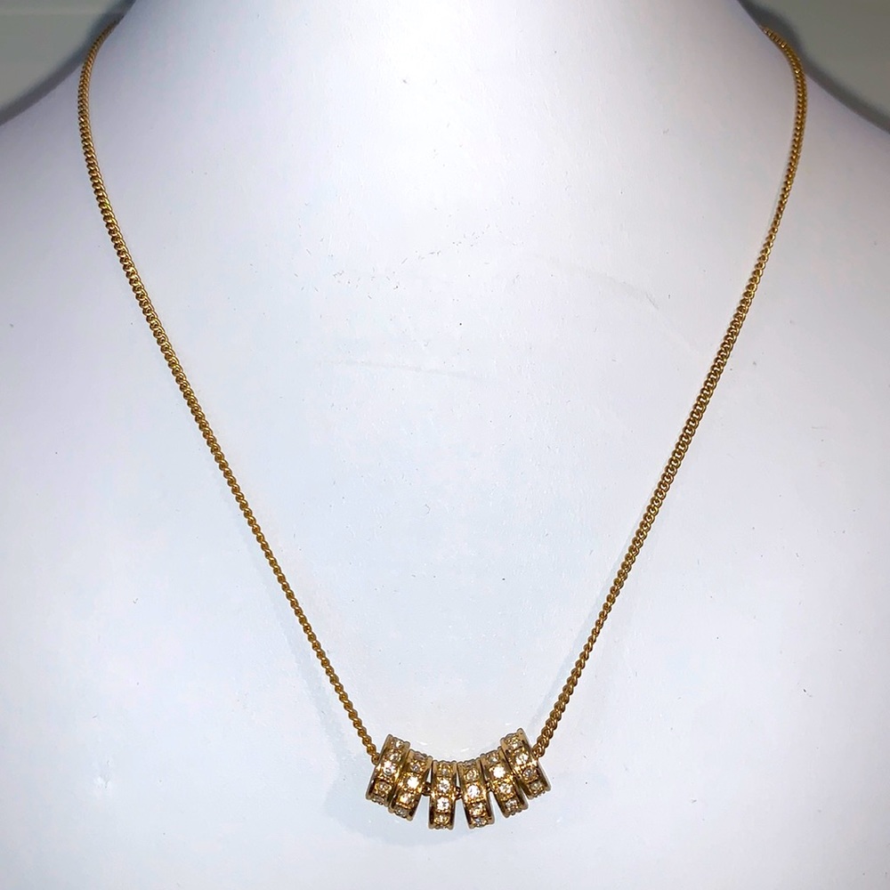 Gold Necklace with Gold Rhinestone Baguette Discs
